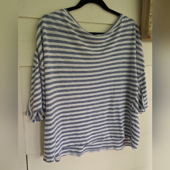 AG Blue and White Striped Oversized T Shirt- L - Picture 2 of 3